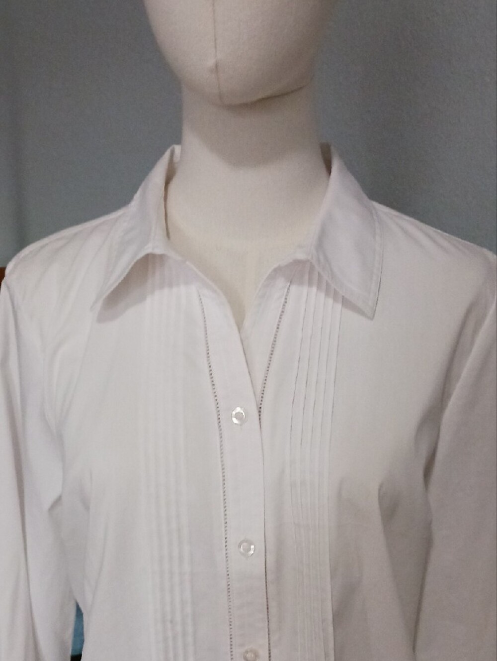 Christopher & Banks- Women's White Pintuck Button-Down Shirt - Picture 3 of 14